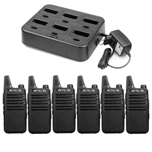 BUNDEL 6x Retevis RT622 portofoon met zesvoudige lader - WalkieTalkie.nl
